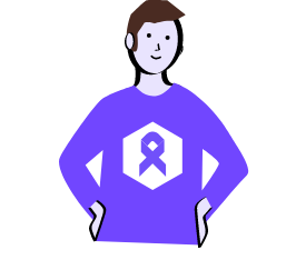 Dessin de Bénévole avec t shirt Fondation des Femmes