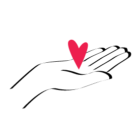 Main avec un coeur dedans Pour dire je fais un don